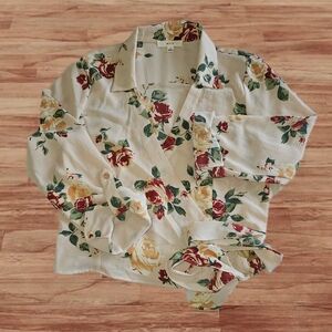 MINE Size S Floral Print Women's Wrap Top